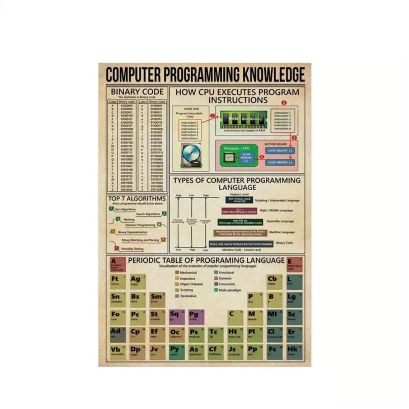 Computer Programing Knowledge Wall Art Poster  (50x70cm) - 1 Piece - ملصق